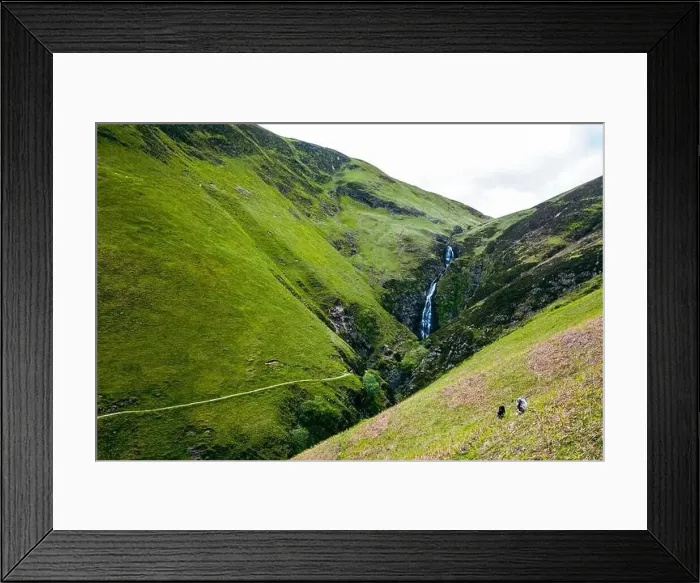 Framed Print : Aerial view of The Grey Mare's Tail, a waterfall near Moffat, Scotland Framed Print : Aerial view of The Grey Mare's Tail, a waterfall near Moffat, Scotland