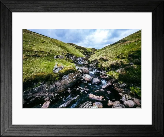 Framed Print : Aerial view of The Grey Mare's Tail, a waterfall near Moffat, Scotland Framed Print : Aerial view of The Grey Mare's Tail, a waterfall near Moffat, Scotland