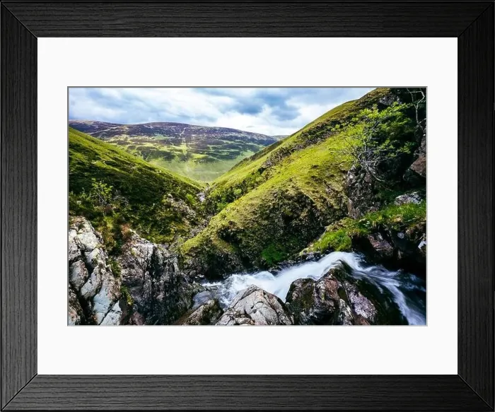 Framed Print : Aerial view of The Grey Mare's Tail, a waterfall near Moffat, Scotland Framed Print : Aerial view of The Grey Mare's Tail, a waterfall near Moffat, Scotland