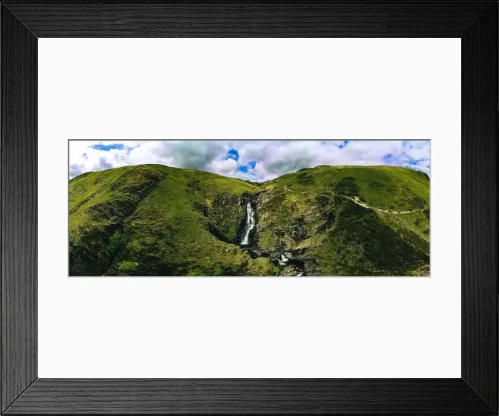 Framed Print : Aerial view of The Grey Mare's Tail, a waterfall near Moffat, Scotland Framed Print : Aerial view of The Grey Mare's Tail, a waterfall near Moffat, Scotland