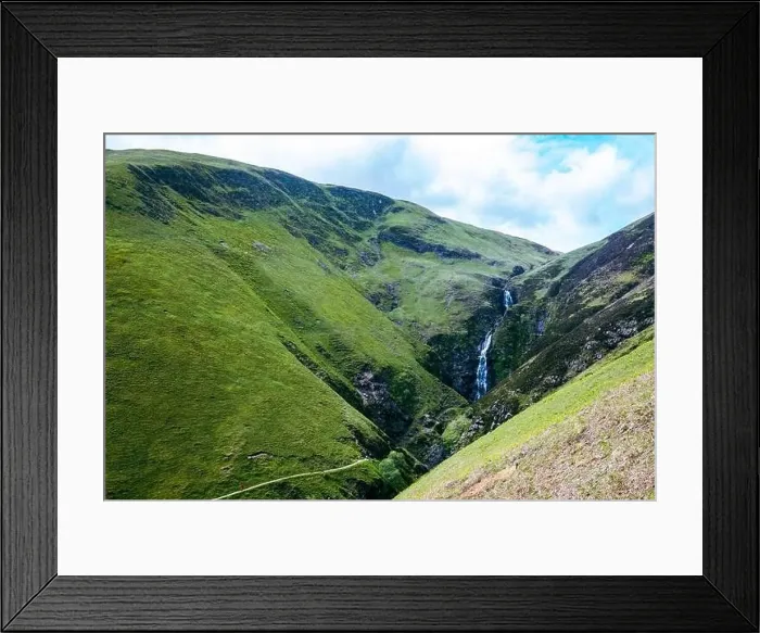 Framed Print : Aerial view of The Grey Mare's Tail, a waterfall near Moffat, Scotland Framed Print : Aerial view of The Grey Mare's Tail, a waterfall near Moffat, Scotland