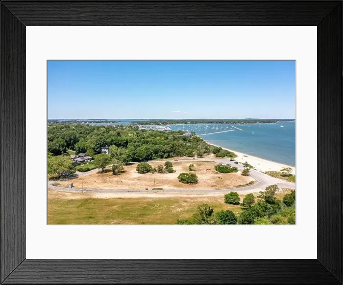 Framed Print : aerial view of havens beach and distant Sag Harbor, NY Framed Print : aerial view of havens beach and distant Sag Harbor, NY