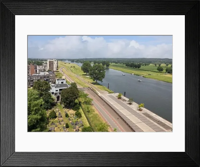 Framed Print : Aerial view Dutch village Cuijk along river Meuse Framed Print : Aerial view Dutch village Cuijk along river Meuse