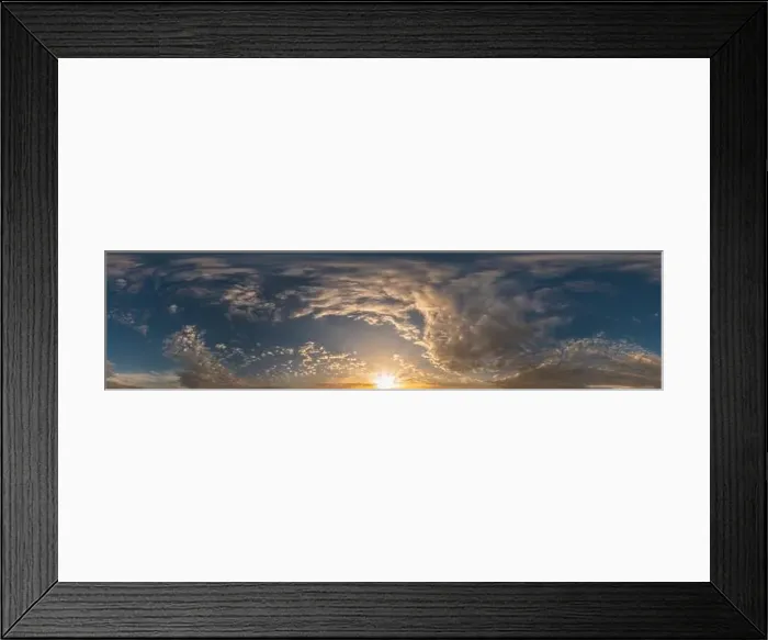Framed Print : Dark blue sunset sky pano with Cumulus clouds Framed Print : Dark blue sunset sky pano with Cumulus clouds