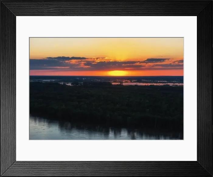 Framed Print : Aerial drone view of river landscape in sunny summer sunset Framed Print : Aerial drone view of river landscape in sunny summer sunset
