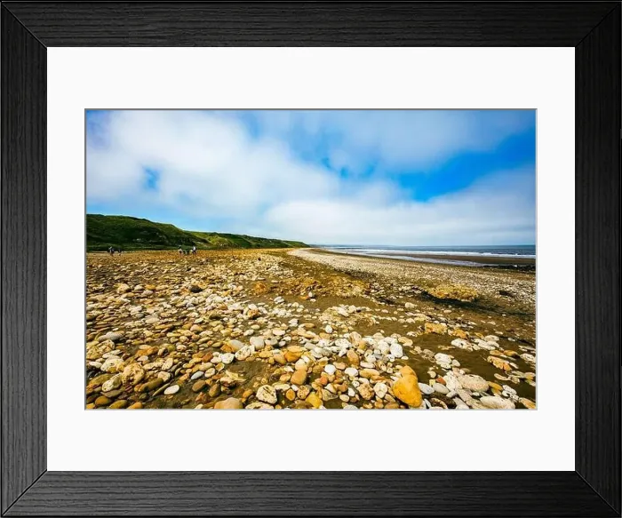Framed Print : Sunny Cliffs and beach at Blackhall Rocks and Cromdon Dene Beach Framed Print : Sunny Cliffs and beach at Blackhall Rocks and Cromdon Dene Beach