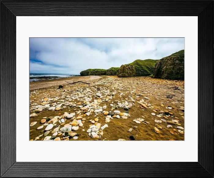 Framed Print : Sunny Cliffs and beach at Blackhall Rocks and Cromdon Dene Beach Framed Print : Sunny Cliffs and beach at Blackhall Rocks and Cromdon Dene Beach