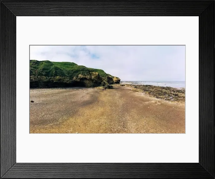 Framed Print : Sunny Cliffs and beach at Blackhall Rocks and Cromdon Dene Beach Framed Print : Sunny Cliffs and beach at Blackhall Rocks and Cromdon Dene Beach