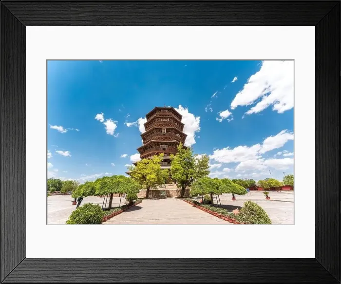 Framed Print : Landscapes of Ying Xian Wooden Pagoda, famous travel destination in Yingxian town in Shanxi Province of China Framed Print : Landscapes of Ying Xian Wooden Pagoda, famous travel destination in Yingxian town in Shanxi Province of China