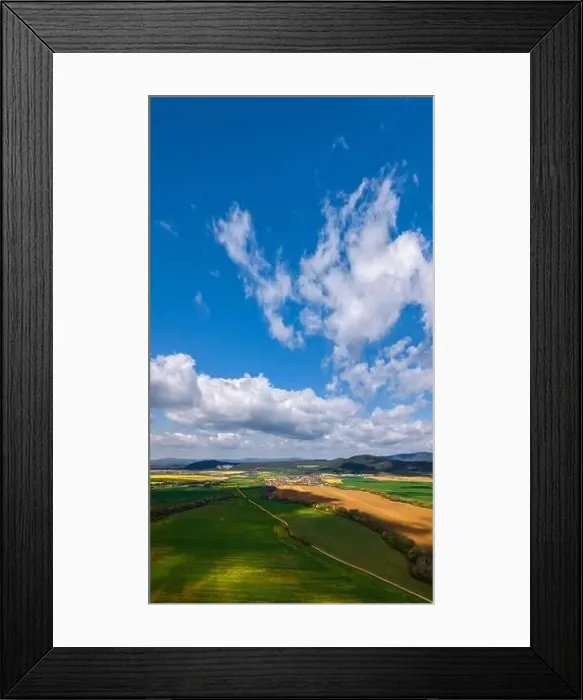 Framed Print : Aerial View Of Agricultural Landscape in Slovakia With Fields And Forest In Summer Season