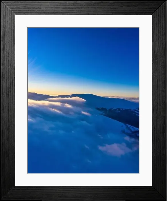 Framed Print : Beautiful bewitching view of mountains and rocks with spruce forest on a frosty winter evening with fog and sunset sun Framed Print : Beautiful bewitching view of mountains and rocks with spruce forest on a frosty winter evening with fog and sunset sun