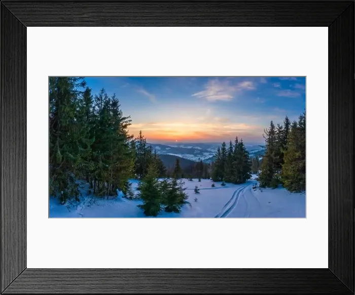 Framed Print : Fabulous snow-covered panorama of spruce trees growing on the mountain slopes in winter in cloudy foggy weather Framed Print : Fabulous snow-covered panorama of spruce trees growing on the mountain slopes in winter in cloudy foggy weather