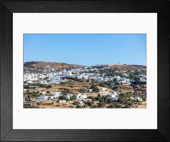 Framed Print : Greece. Sifnos island, Artemonas Chora town aerial drone view