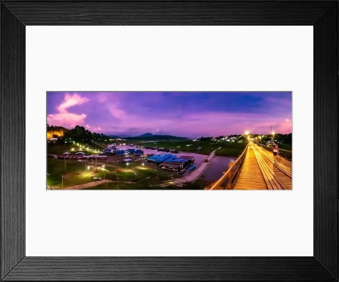 Framed Print : Mon Bridge, old wooden bridge at sunset in Sangkhlaburi, Kanchanaburi, Thailand Framed Print : Mon Bridge, old wooden bridge at sunset in Sangkhlaburi, Kanchanaburi, Thailand