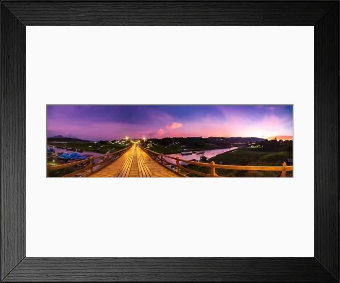 Framed Print : Mon Bridge, old wooden bridge at sunset in Sangkhlaburi, Kanchanaburi, Thailand Framed Print : Mon Bridge, old wooden bridge at sunset in Sangkhlaburi, Kanchanaburi, Thailand