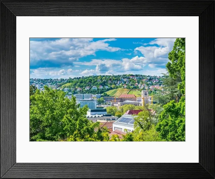 Framed Print : Germany, Stuttgart aerial drone panorama view above beautiful skyline Framed Print : Germany, Stuttgart aerial drone panorama view above beautiful skyline