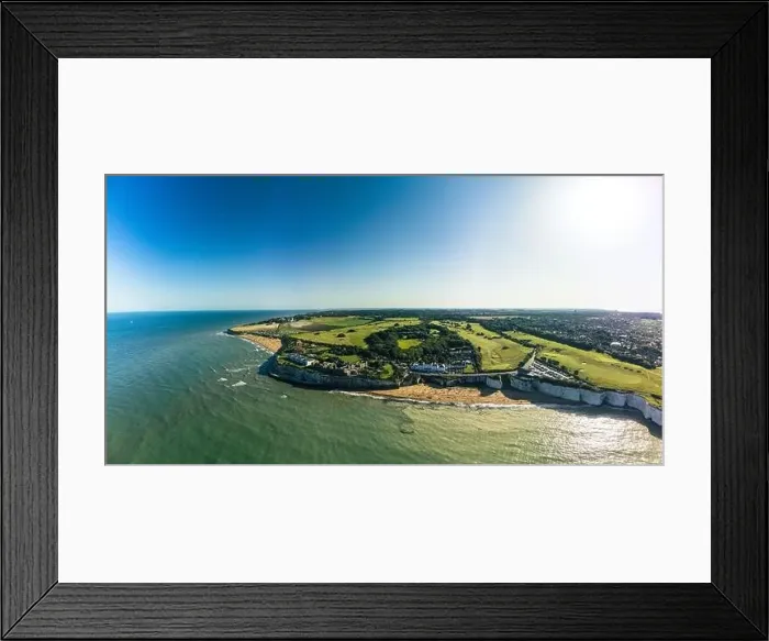 Framed Print : Drone aerial view of the beach and white cliffs, Margate, England, UK Framed Print : Drone aerial view of the beach and white cliffs, Margate, England, UK
