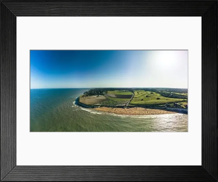 Framed Print : Drone aerial view of the beach and white cliffs, Margate, England, UK Framed Print : Drone aerial view of the beach and white cliffs, Margate, England, UK