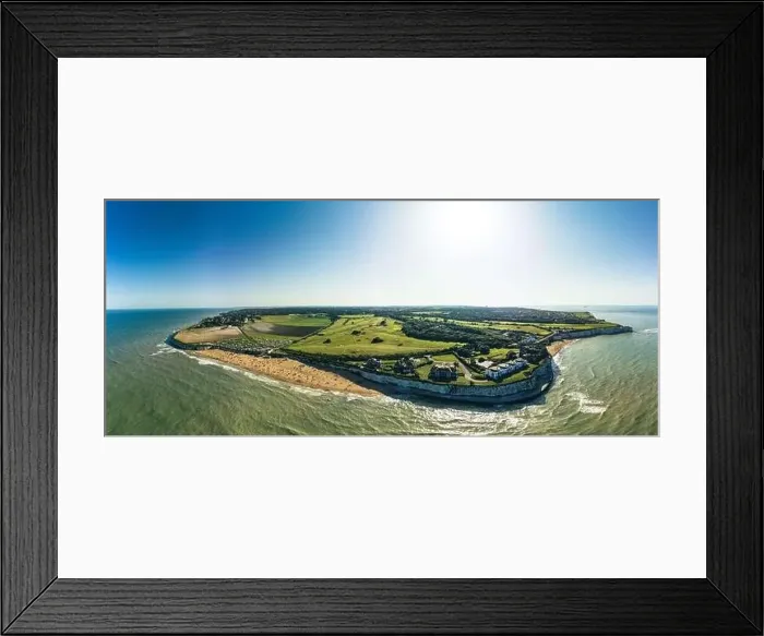 Framed Print : Drone aerial view of the beach and white cliffs, Margate, England, UK Framed Print : Drone aerial view of the beach and white cliffs, Margate, England, UK