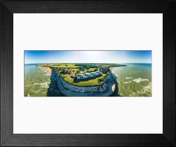 Framed Print : Drone aerial view of the beach and white cliffs, Margate, England, UK Framed Print : Drone aerial view of the beach and white cliffs, Margate, England, UK
