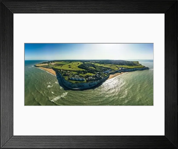 Framed Print : Drone aerial view of the beach and white cliffs, Margate, England, UK Framed Print : Drone aerial view of the beach and white cliffs, Margate, England, UK