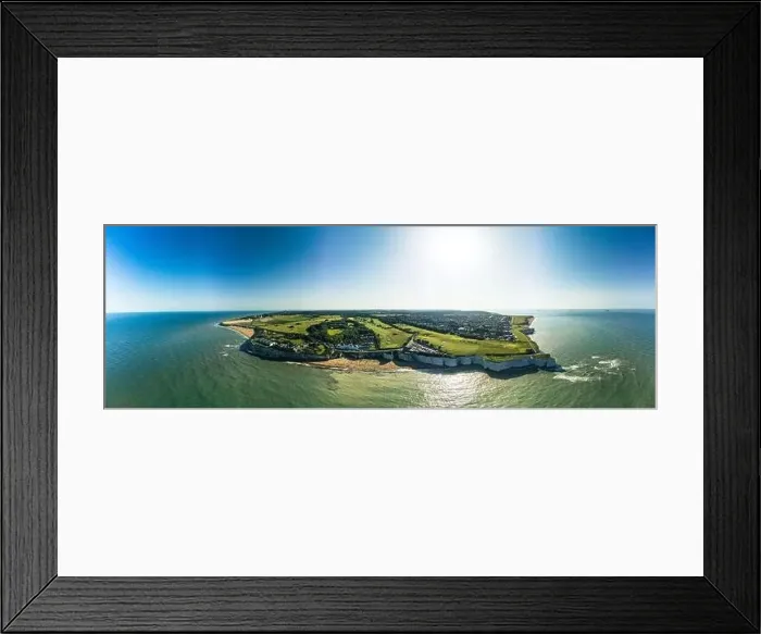 Framed Print : Drone aerial view of the beach and white cliffs, Margate, England, UK Framed Print : Drone aerial view of the beach and white cliffs, Margate, England, UK