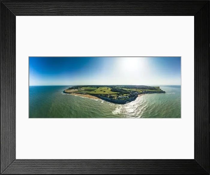 Framed Print : Drone aerial view of the beach and white cliffs, Margate, England, UK Framed Print : Drone aerial view of the beach and white cliffs, Margate, England, UK