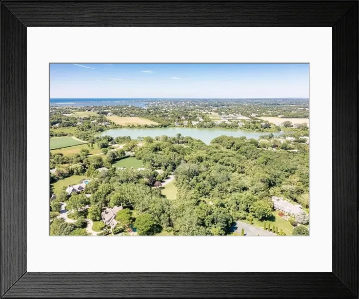 Framed Print : aerial view of kellis pond, calf creek and vicinity in Bridgehampton, NY Framed Print : aerial view of kellis pond, calf creek and vicinity in Bridgehampton, NY