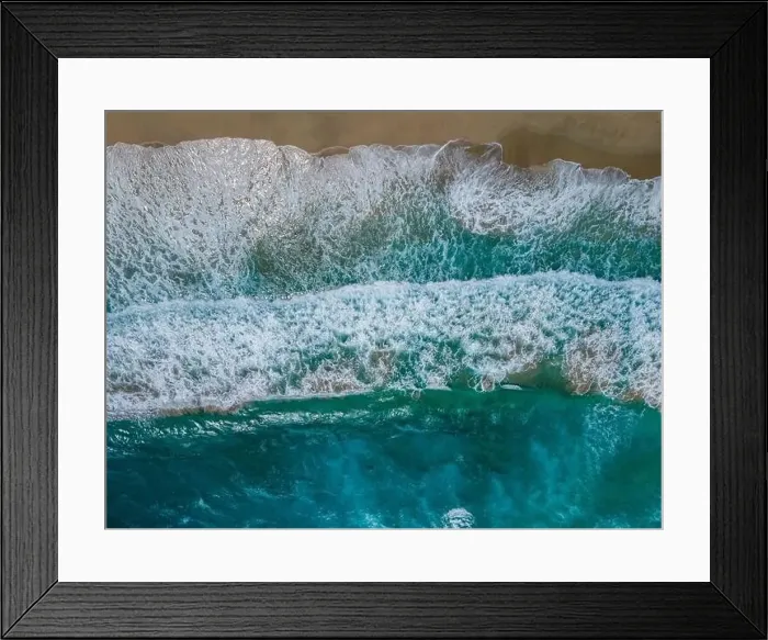 Framed Print : Aerial top view by drone of tropical Falasarna beach on Crete, Greece Framed Print : Aerial top view by drone of tropical Falasarna beach on Crete, Greece