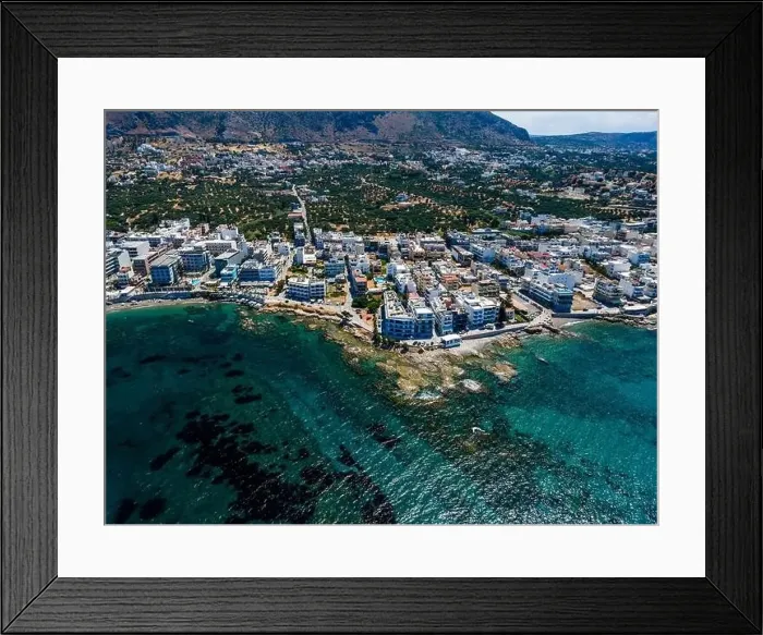 Framed Print : Aerial top view by drone of cretan landscape with sea Framed Print : Aerial top view by drone of cretan landscape with sea