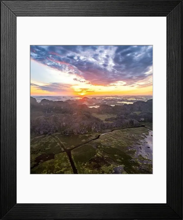 Framed Print : Van Long Natural Reserve in Ninh Binh, Vietnam from aerial view Framed Print : Van Long Natural Reserve in Ninh Binh, Vietnam from aerial view