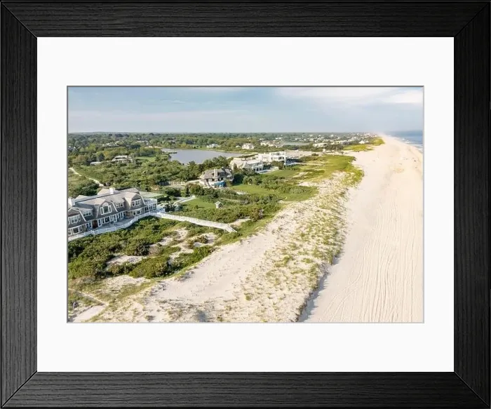 Framed Print : Aerial view of the ocean front homes on Meadow Lane, Southampton, NY Framed Print : Aerial view of the ocean front homes on Meadow Lane, Southampton, NY