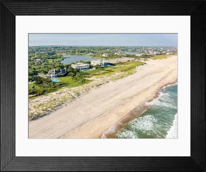 Framed Print : Aerial view of the ocean front homes on Meadow Lane, Southampton, NY Framed Print : Aerial view of the ocean front homes on Meadow Lane, Southampton, NY