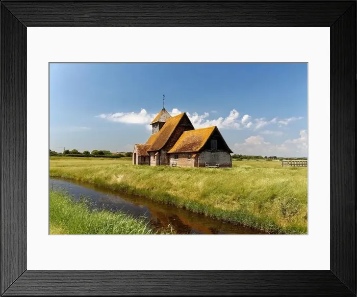 Framed Print : Iconic Church on the Marsh at Fairfield, Kent Framed Print : Iconic Church on the Marsh at Fairfield, Kent