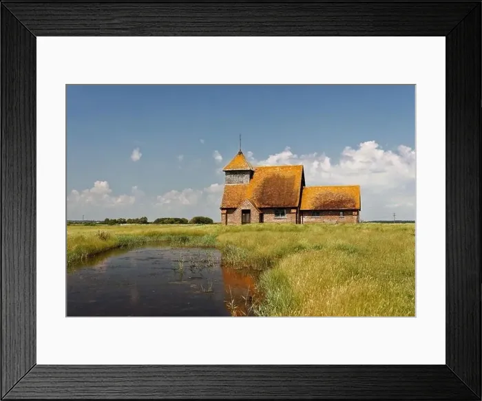 Framed Print : Iconic Church on the Marsh at Fairfield, Kent Framed Print : Iconic Church on the Marsh at Fairfield, Kent