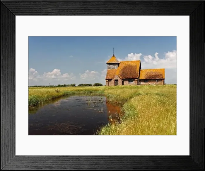 Framed Print : Iconic Church on the Marsh at Fairfield, Kent Framed Print : Iconic Church on the Marsh at Fairfield, Kent