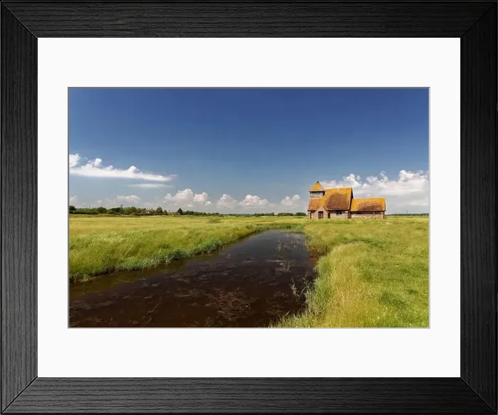 Framed Print : Iconic Church on the Marsh at Fairfield, Kent Framed Print : Iconic Church on the Marsh at Fairfield, Kent