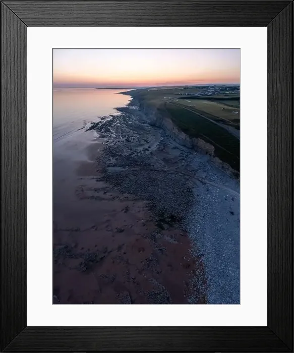 Framed Print : Evening Aerial view of Southerndown Beach, Wales, United Kingdom