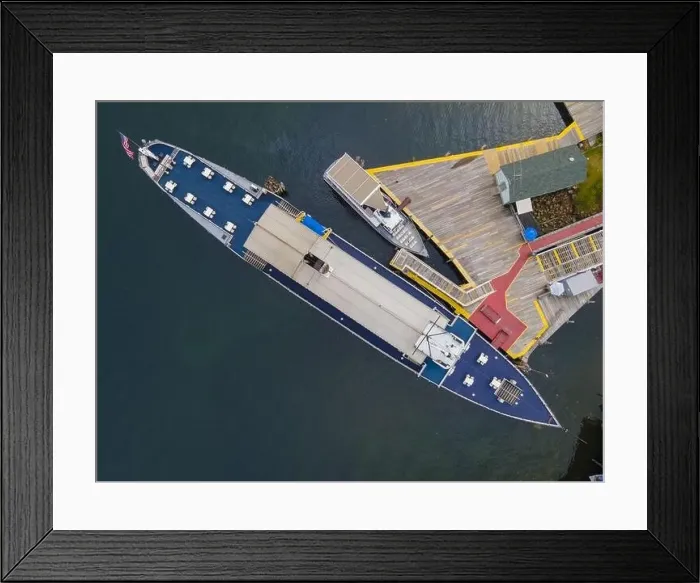 Framed Print : MS Mount Washington cruise ship docked at Weirs Beach port on Lake Winnipesaukee with fall foliage in City of Laconia Framed Print : MS Mount Washington cruise ship docked at Weirs Beach port on Lake Winnipesaukee with fall foliage in City of Laconia
