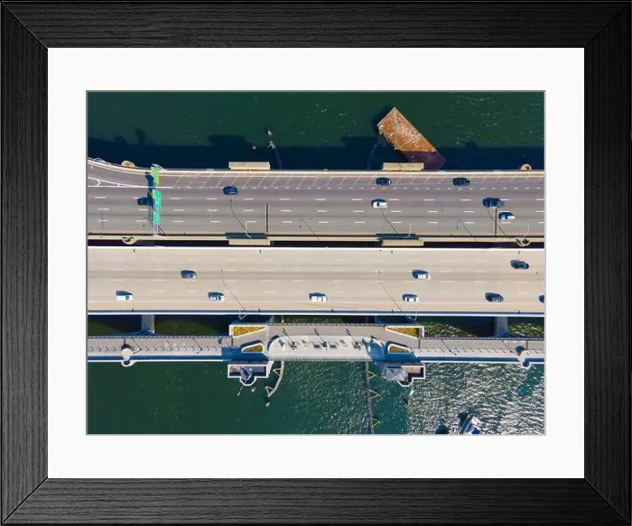 Framed Print : Aerial view of Washington Bridge between City of Providence and East Providence on Seekonk River in Rhode Island RI Framed Print : Aerial view of Washington Bridge between City of Providence and East Providence on Seekonk River in Rhode Island RI
