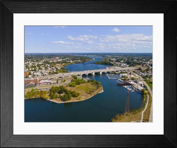 Framed Print : Aerial view of Washington Bridge between City of Providence and East Providence on Seekonk River in Rhode Island RI Framed Print : Aerial view of Washington Bridge between City of Providence and East Providence on Seekonk River in Rhode Island RI