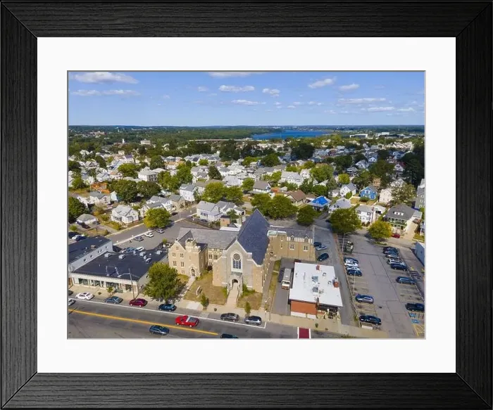 Framed Print : Haven United Methodist Church aerial view at 200 Taunton Avenue in downtown East Providence, Rhode Island RI, USA Framed Print : Haven United Methodist Church aerial view at 200 Taunton Avenue in downtown East Providence, Rhode Island RI, USA