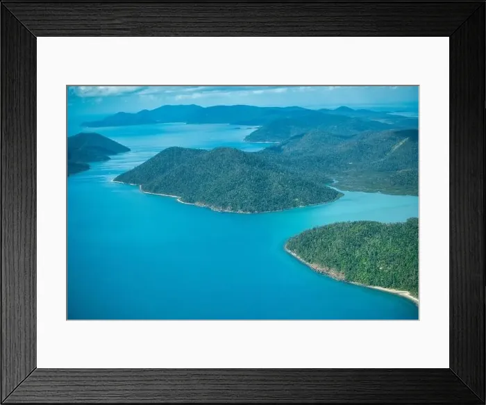 Framed Print : Aerial view of Whitsunday Islands National Park from the aircraft Framed Print : Aerial view of Whitsunday Islands National Park from the aircraft