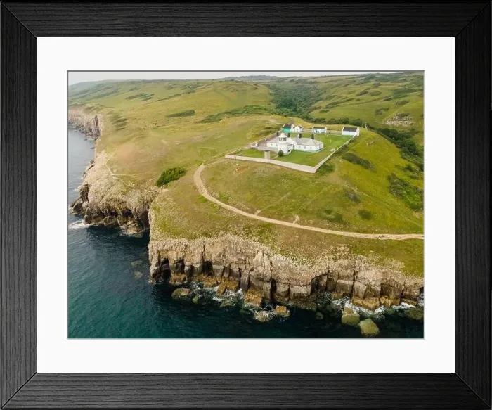 Framed Print : Aerial view of Anvil Point Lighthouse on the Jurassic Coast in Dorset, south west England Framed Print : Aerial view of Anvil Point Lighthouse on the Jurassic Coast in Dorset, south west England