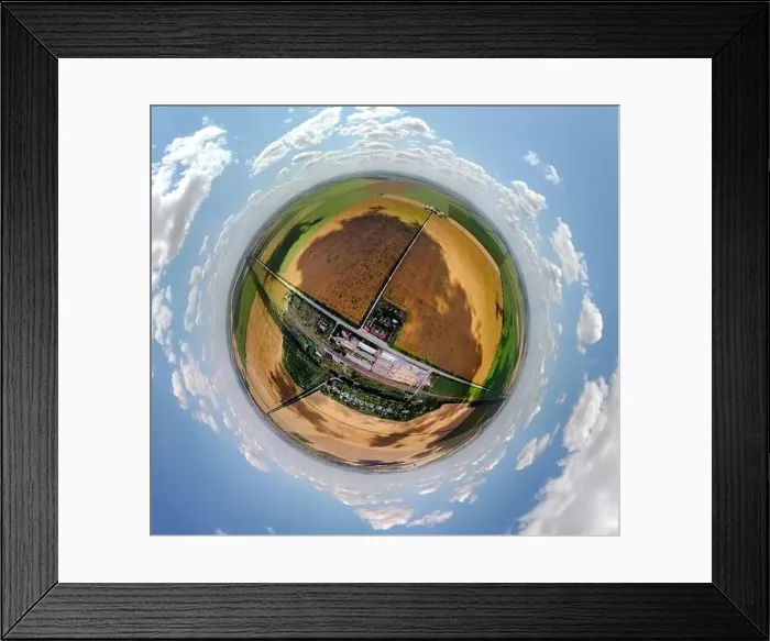 Framed Print : Small planet aerial view of granaries and wheat, corn fields in Moldova, spherical panorama on DJi Mavic Mini 2 Framed Print : Small planet aerial view of granaries and wheat, corn fields in Moldova, spherical panorama on DJi Mavic Mini 2