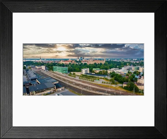 Framed Print : Aerial urban view of Tallinn. Main railways station near city center Framed Print : Aerial urban view of Tallinn. Main railways station near city center