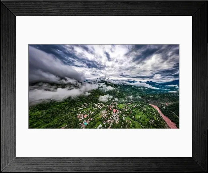 Framed Print : Ultrawide drone view of a mountains landscape Framed Print : Ultrawide drone view of a mountains landscape