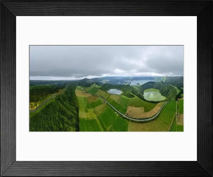 Framed Print : Azores landscape view. Aerial view of the lagoons on the island of Sao Miguel Framed Print : Azores landscape view. Aerial view of the lagoons on the island of Sao Miguel