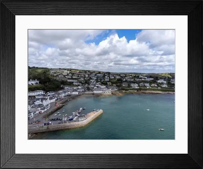 Framed Print : St Mawes harbour aerial drone cornwall england uk Framed Print : St Mawes harbour aerial drone cornwall england uk