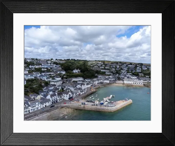 Framed Print : St Mawes harbour aerial drone cornwall england uk Framed Print : St Mawes harbour aerial drone cornwall england uk